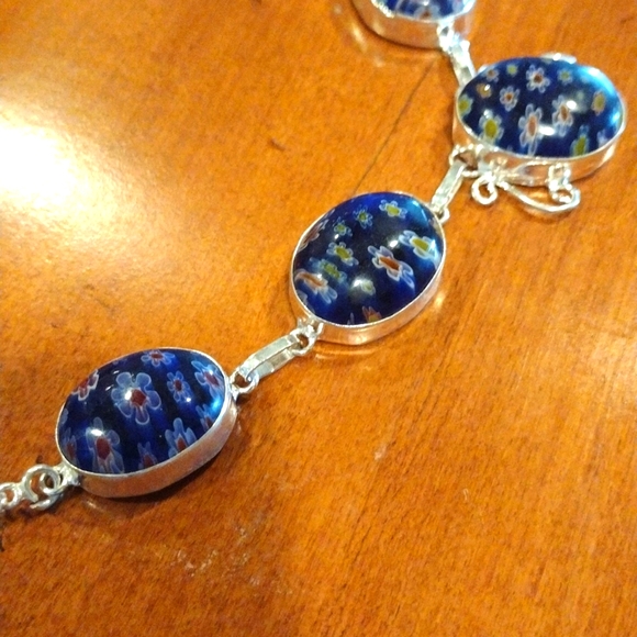 Spring and summer Millefiori (not Murano) silver necklace 18"… - Picture 16 of 17